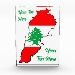 Lebanon Map with Flag Photo Block