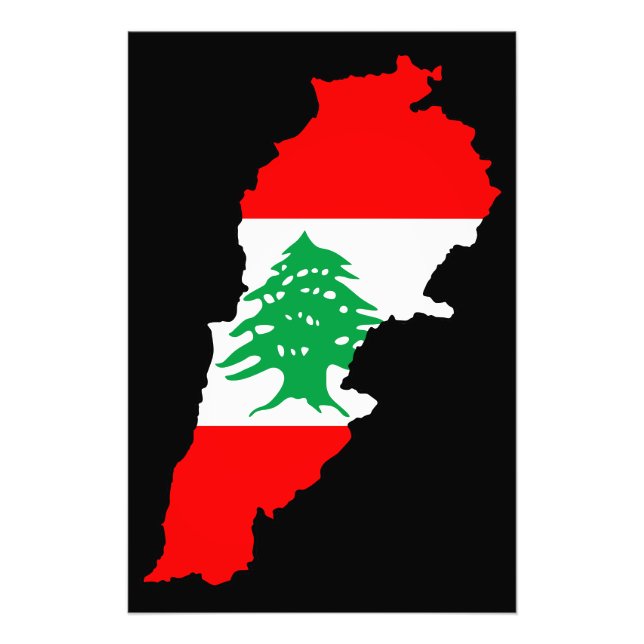 Lebanon Map with Flag Photo Print (Front)