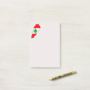 Lebanon Map with Flag Post-it Notes