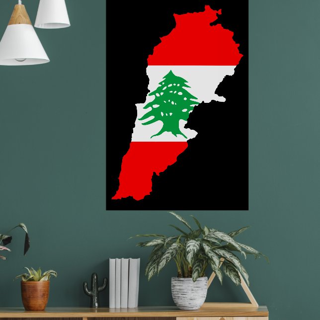 Lebanon Map with Flag Poster (Living Room 1)