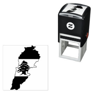 Lebanon Map with Flag Self-inking Stamp