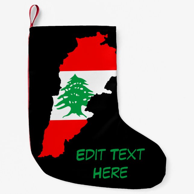 Lebanon Map with Flag Small Christmas Stocking (Front)