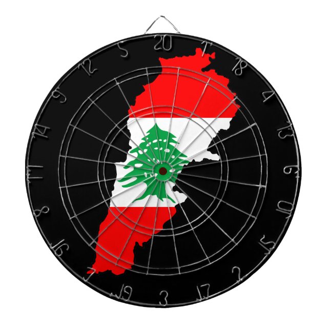 Lebanon Map with Flag Stone Magnet Dartboard (Front)