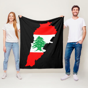 Lebanon Map with Flag Stone Magnet Fleece Blanket
