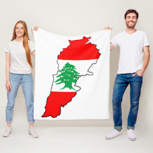 Lebanon Map with Flag Stone Magnet Fleece Blanket