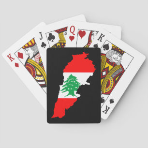 Lebanon Map with Flag Stone Magnet Playing Cards