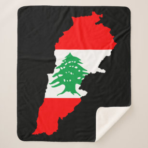 Lebanon Map with Flag Stone Magnet Sherpa Blanket