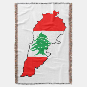 Lebanon Map with Flag Stone Magnet Throw Blanket