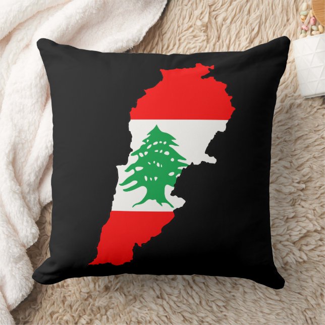 Lebanon Map with Flag Stone Magnet Throw Pillow (Blanket)