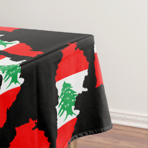 Lebanon Map with Flag Tablecloth