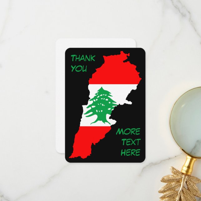 Lebanon Map with Flag Thank You Card (Front/Back In Situ)