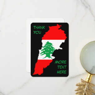 Lebanon Map with Flag Thank You Card