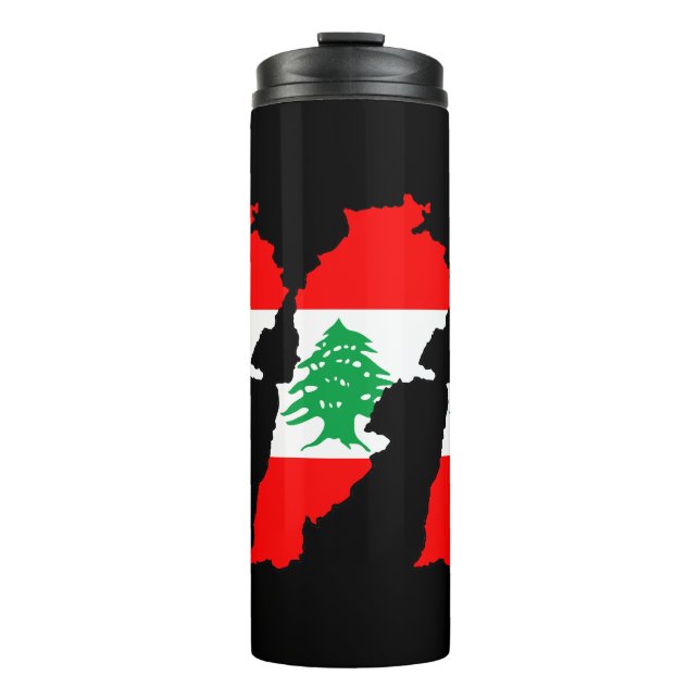 Lebanon Map with Flag Thermal Tumbler (Front)