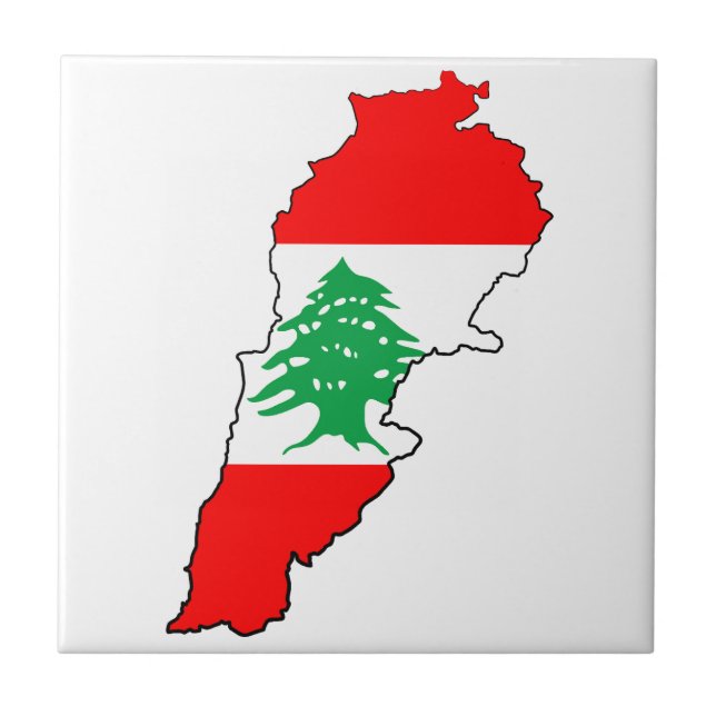 Lebanon Map with Flag Tile (Front)