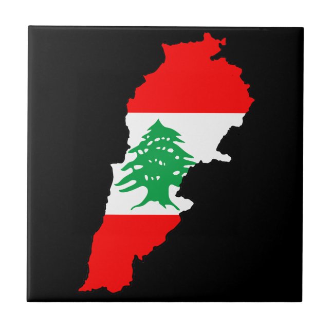 Lebanon Map with Flag Tile (Front)