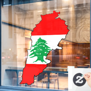Lebanon Map with Flag Window Cling