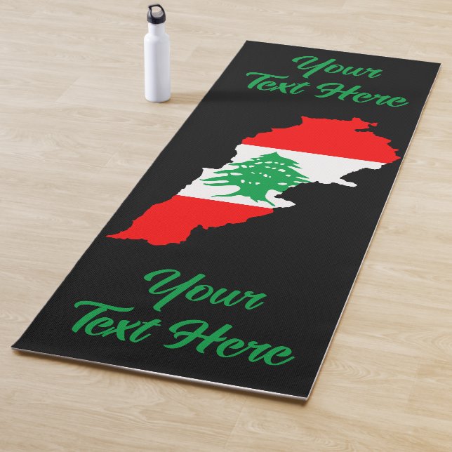 Lebanon Map with Flag Yoga Mat (In Situ)