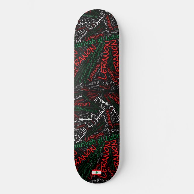 Lebanon National Pride Wordcloud Skateboard (Front)