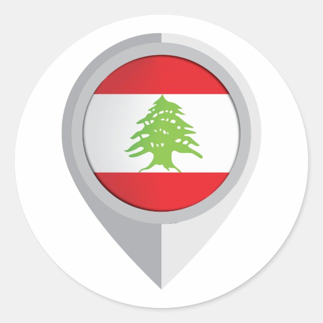 Lebanon Pin Location Flag Classic Round Sticker (Front)