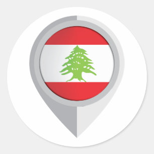 Lebanon Pin Location Flag Classic Round Sticker