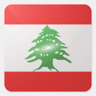 Lebanon square glossy flag sticker