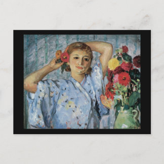Lebasque Jeune Femme Aux Fleurs Postcard