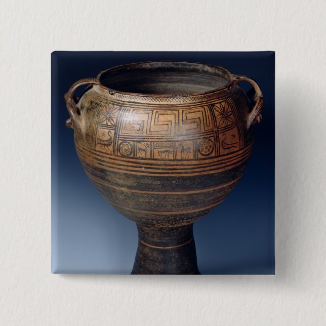 Lebes decorated with a geometric pattern 2 inch square button (Front)