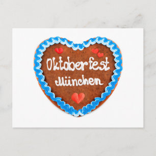 Lebkuchenherz Oktoberfest München mit Herzen Postcard