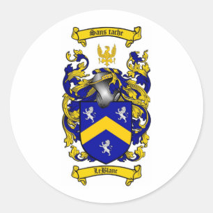 LEBLANC FAMILY CREST -  LEBLANC COAT OF ARMS CLASSIC ROUND STICKER