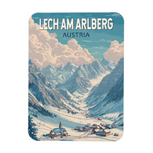 Lech am Arlberg Austria Illustration Travel Art Magnet
