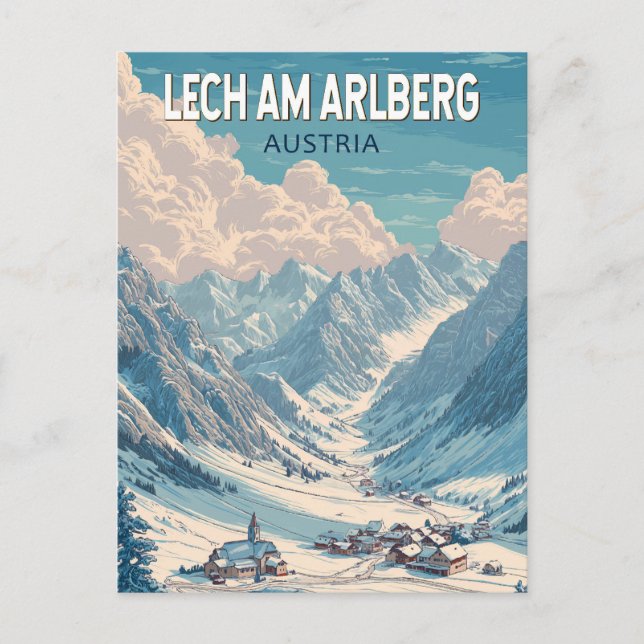 Lech am Arlberg Austria Illustration Travel Art Postcard (Front)