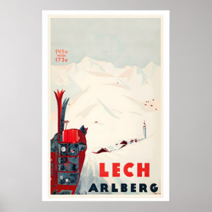 Lech am Arlberg Autriche Affiche de ski vintage