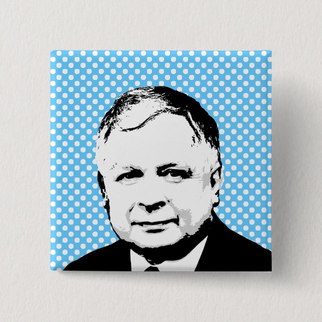 Lech Kaczynski 2 Inch Square Button (Front)