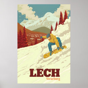 Lech Snowboarding Travel Poster