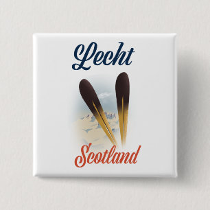 Lecht Scotland Ski poster travel art 2 Inch Square Button