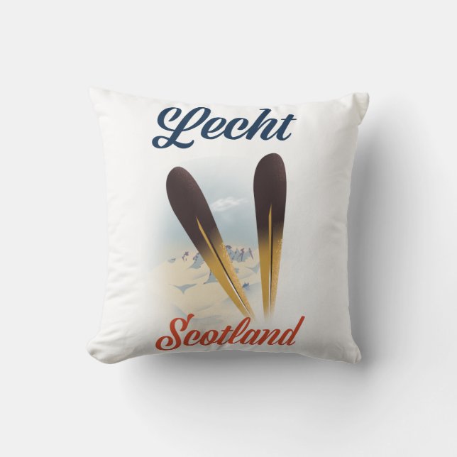 Lecht Scotland Ski poster travel art Throw Pillow (Front)