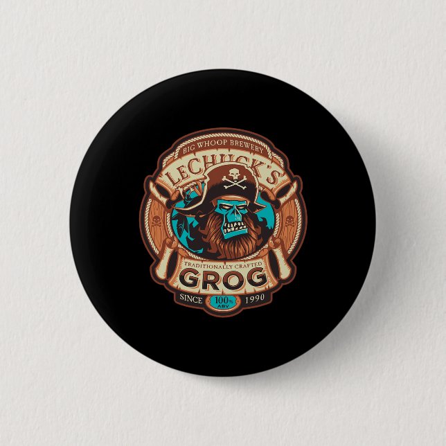 Lechuckss Grog - Craftt Beer - Monkey Islands 1  2 Inch Round Button (Front)