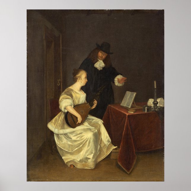 Leçon de musique - Gerard ter Borch Poster d'art (Devant)