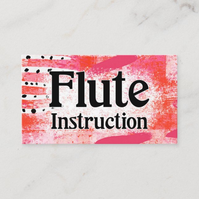 Leçons d'instruction de flute Cartes de visite ros (Devant)