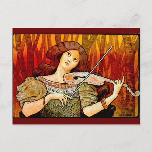 Lecons Music Violin Vintage Poster Postcard (Front)