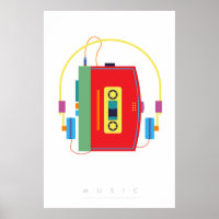 Lecteur Cassette | Poster d'art pop les années 70 