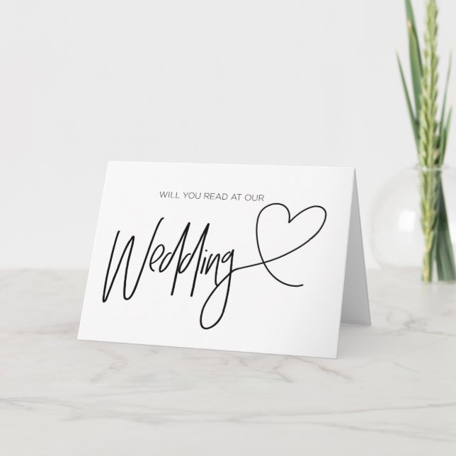 Lecteur de carte Mariage noir et blanc Coeur (Devant)