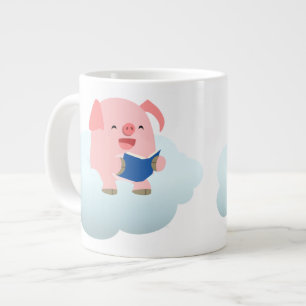 Lecteur de cochon de dessin mignon sur Mug Jumbo C