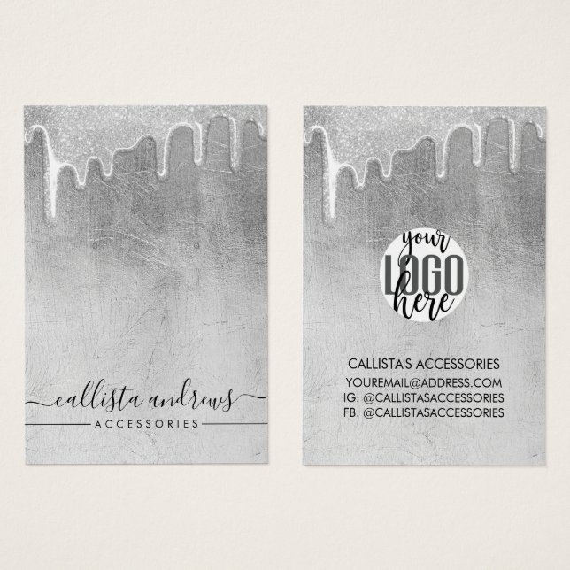 Lecteurs de Parties scintillant épais en argent gl (Devant & derrière)