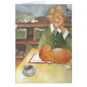 Lecture avec la carte vierge de chats