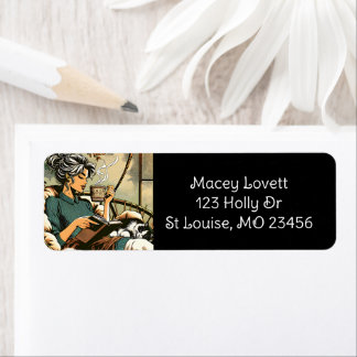 Lecture douce Lady avec café et chat