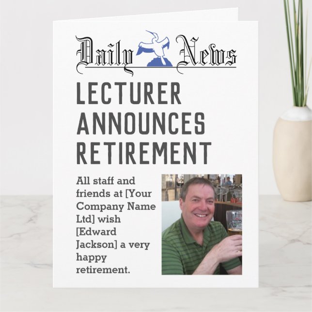 Lecturer Retirement Card to Personalize (Front)
