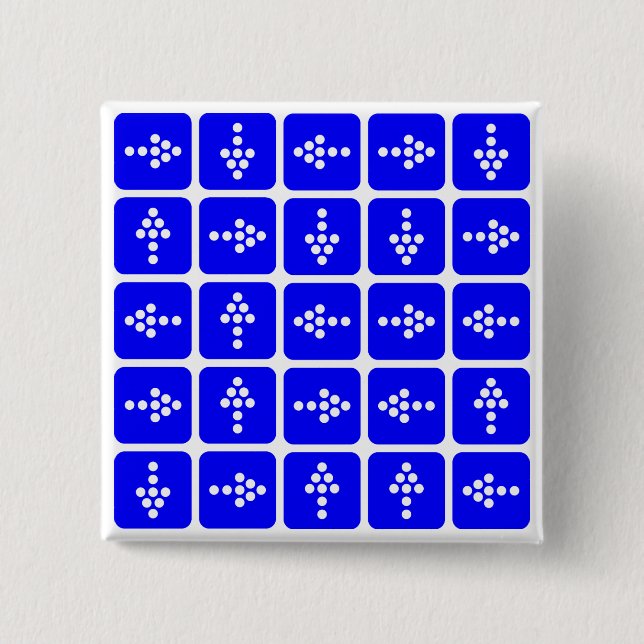 LED Arrow Square Blue 2 Inch Square Button (Front)