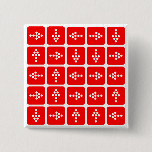 LED Arrow Square Red 2 Inch Square Button