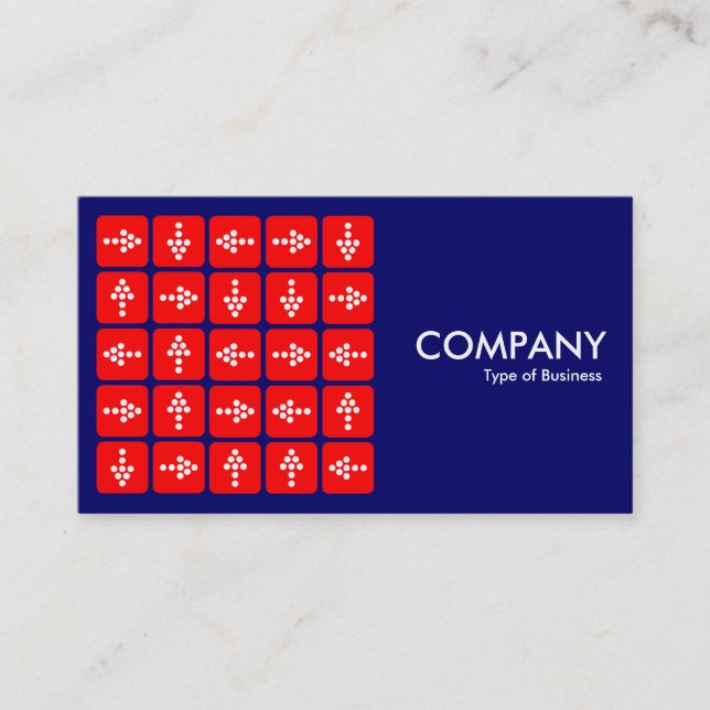 LED Arrows Square Red - Dark Blue Business Card (Front)